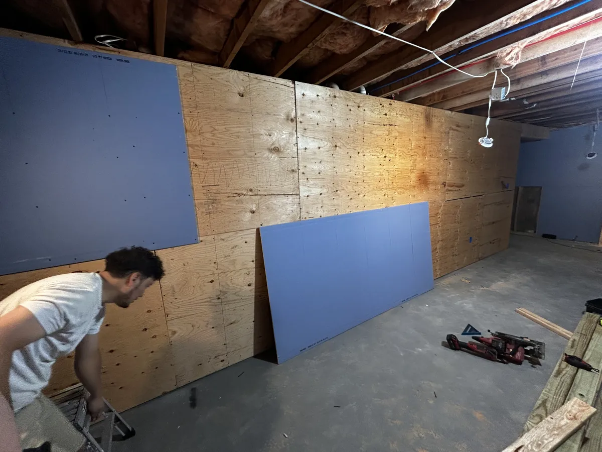 Basement living space renovation in Long Island