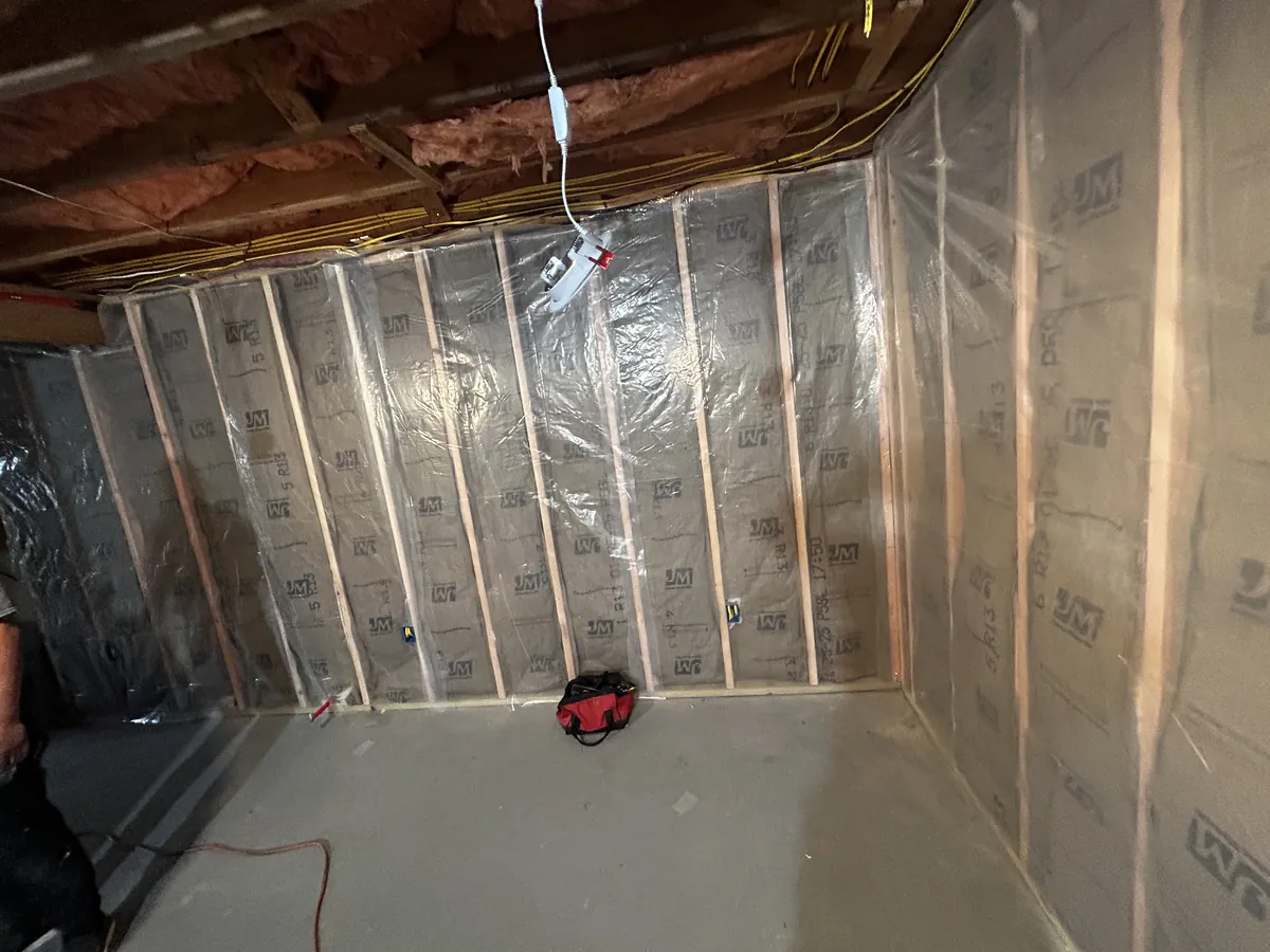 Finished basement with custom lighting in Long Island